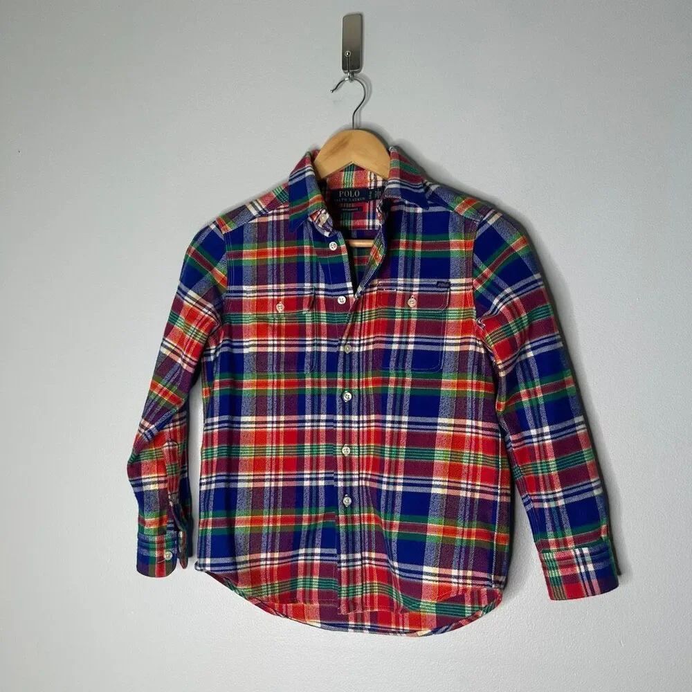 Polo Ralph Lauren kids Performance Flannel Plaid Shirt 8